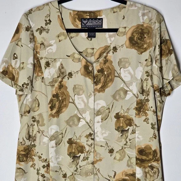 Vtg 90s Norton McNaughton Floral Button Front Maxi Dress Size 12 Cottage Classic - Picture 2 of 6